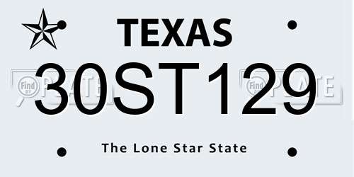 30ST129 Texas License Plate