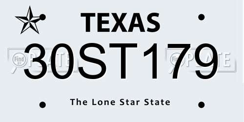 30ST179 Texas License Plate