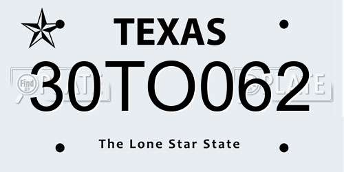 30TO062 Texas License Plate