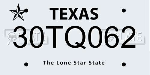 30TQ062 Texas License Plate