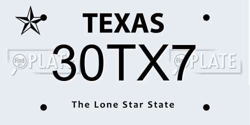 30TX7 Texas License Plate