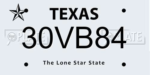 30VB84 Texas License Plate