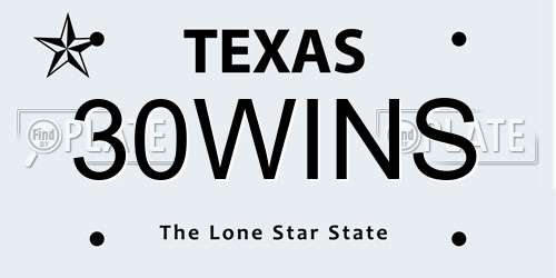 30WINS Texas License Plate