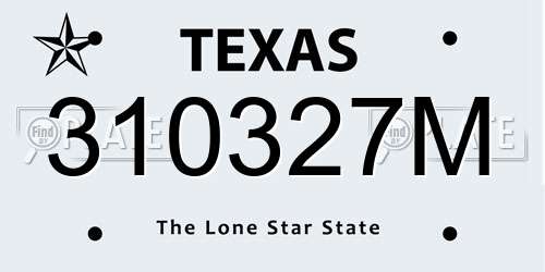 310327M Texas License Plate
