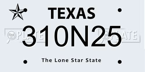 310N25 Texas License Plate