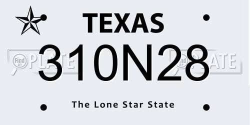310N28 Texas License Plate