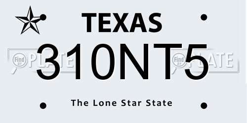 310NT5 Texas License Plate