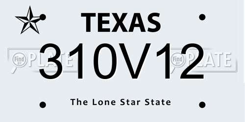 310V12 Texas License Plate