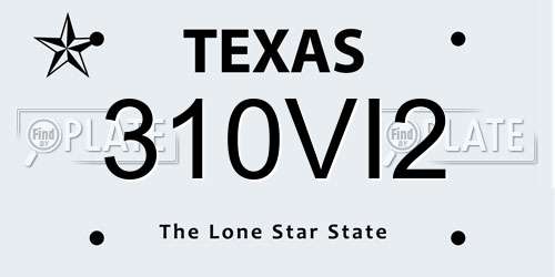 310VI2 Texas License Plate
