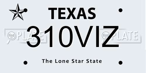 310VIZ Texas License Plate
