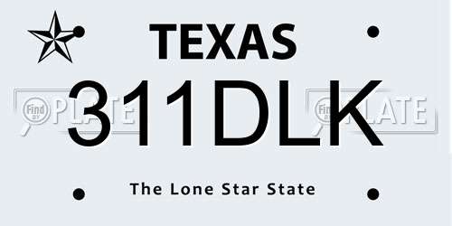 311DLK Texas License Plate