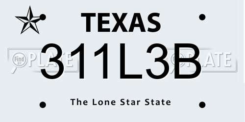 311L3B Texas License Plate