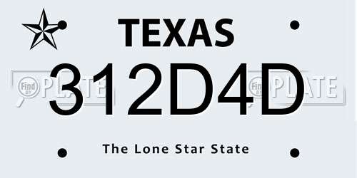 312D4D Texas License Plate