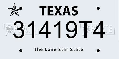 31419T4 Texas License Plate