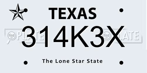 314K3X Texas License Plate