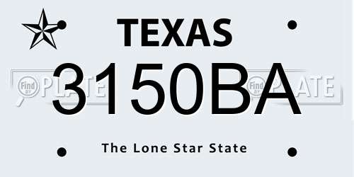 3150BA Texas License Plate