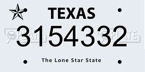 3154332 Texas License Plate
