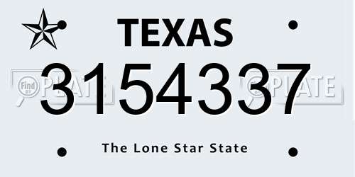 3154337 Texas License Plate