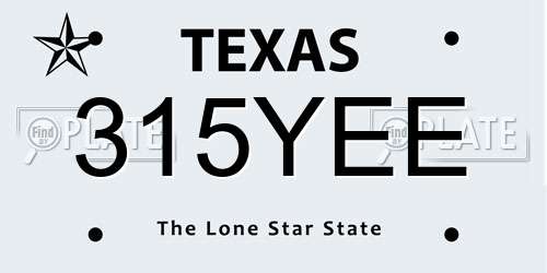 315YEE Texas License Plate
