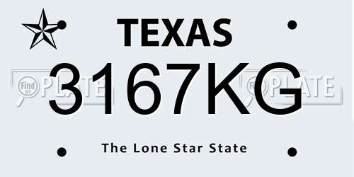 3167KG Texas License Plate