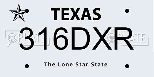 316DXR Texas License Plate