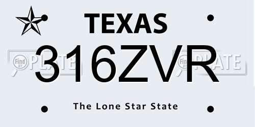 316ZVR Texas License Plate