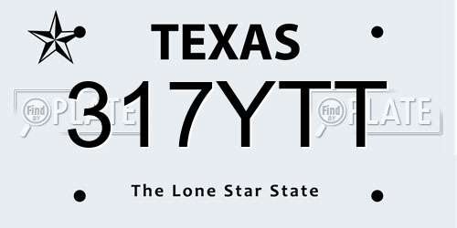 317YTT Texas License Plate