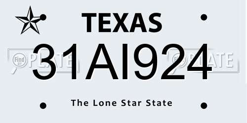 31AI924 Texas License Plate