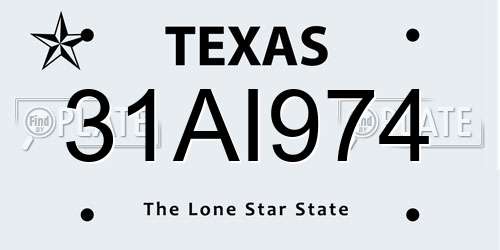 31AI974 Texas License Plate