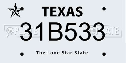 31B533 Texas License Plate