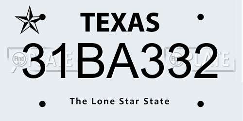 31BA332 Texas License Plate