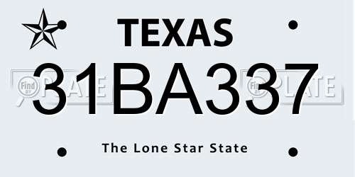 31BA337 Texas License Plate
