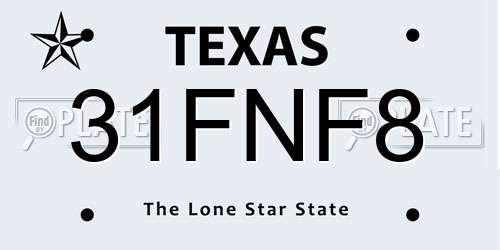 31FNF8 Texas License Plate