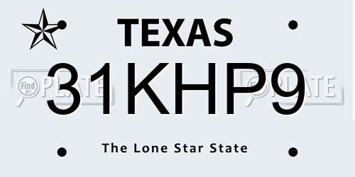 31KHP9 Texas License Plate