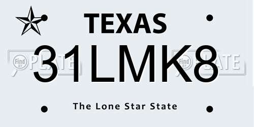 31LMK8 Texas License Plate
