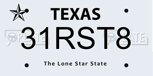 31RST8 Texas License Plate