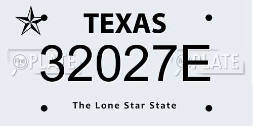 32027E Texas License Plate
