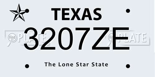3207ZE Texas License Plate