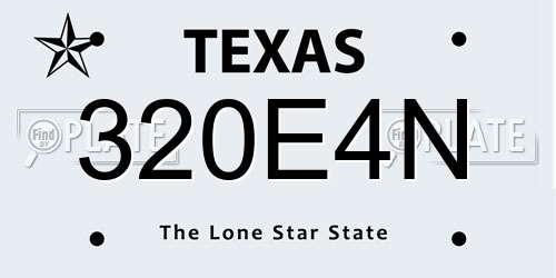 320E4N Texas License Plate