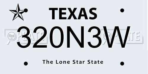 320N3W Texas License Plate