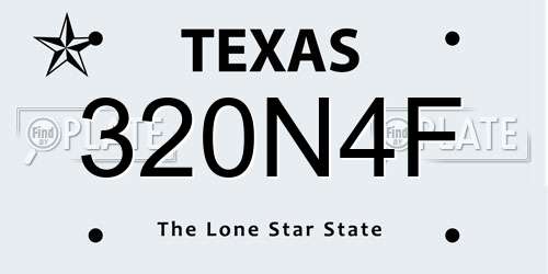 320N4F Texas License Plate