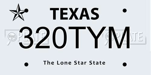 320TYM Texas License Plate
