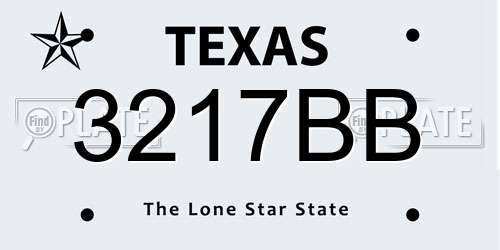 3217BB Texas License Plate