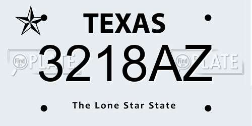 3218AZ Texas License Plate