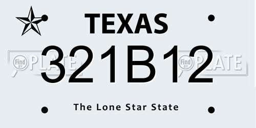 321B12 Texas License Plate