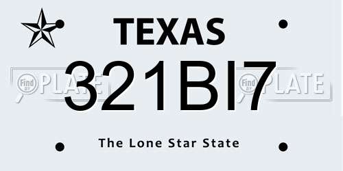 321BI7 Texas License Plate