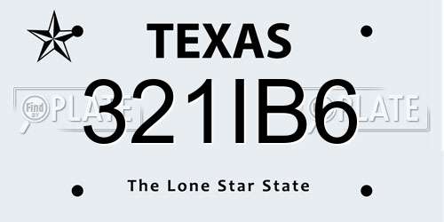 321IB6 Texas License Plate