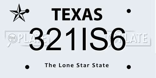 321IS6 Texas License Plate
