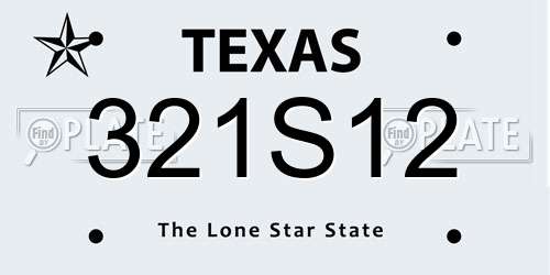 321S12 Texas License Plate