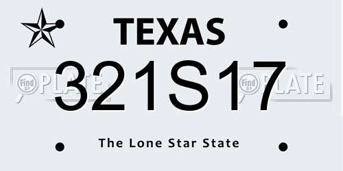 321S17 Texas License Plate